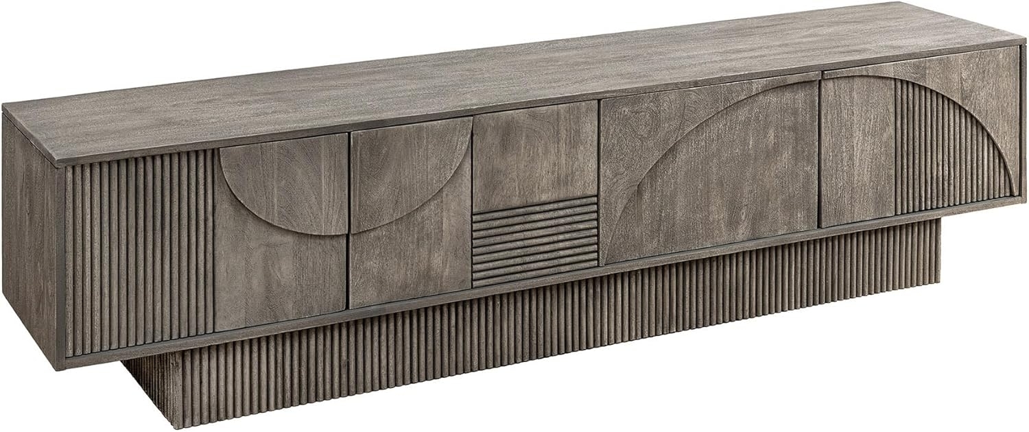riess-ambiente Lowboard ART DECO 200cm grau smoked (Einzelartikel, 1 St), Massivholz · TV-Schrank · 6 Fächer · 3D-Front · Wohnzimmer · Design Bild 1