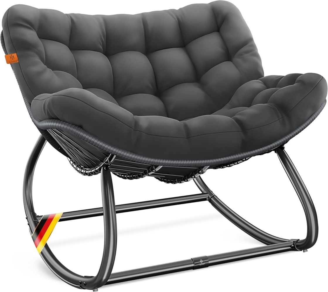 KESSER® 'XXL Chillexer' Schaukelstuhl mit Rutschfesten Füßen, für drinnen & draußen, Witterungsbeständig, Stahl / Polyester anthrazit, 100 x 100 x 85 cm Bild 1