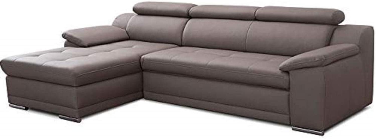 CAVADORE Schlafsofa Aniamo / Ledersofa in L-Form mit Bettfunktion, verstellbaren Kopfstützen und XL-Longchair / 270 x 80 x 165 / Kunstleder, Braun Bild 1