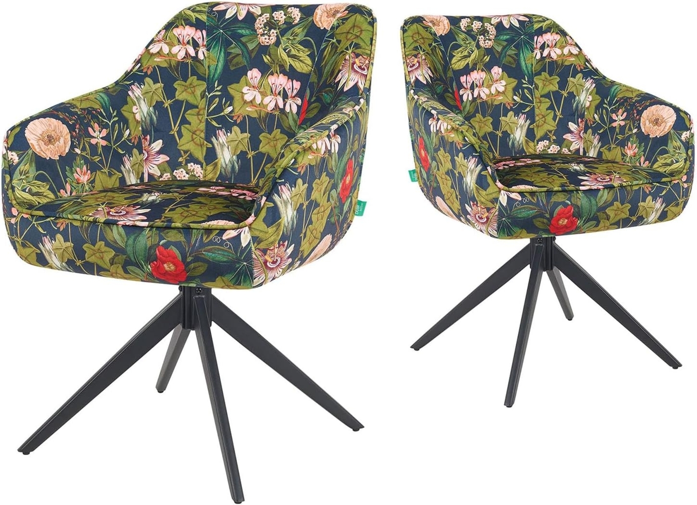 DUBI Möbel Polsterstuhl Mika-Kian, Federkern, pulverbeschichtet, 360° drehbar im 2er-Set Bild 1