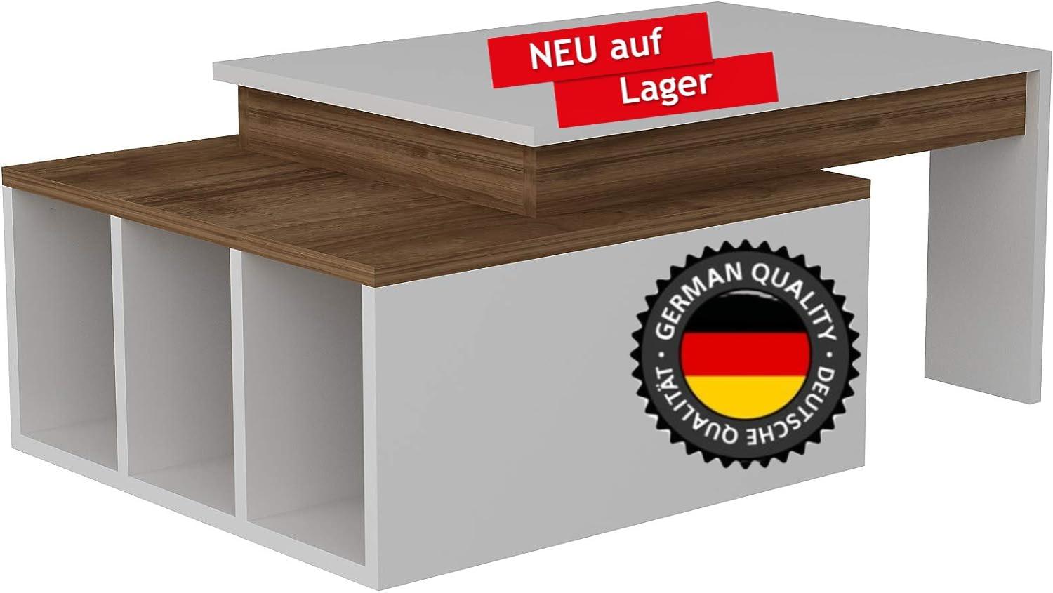 'Colorado' Couchtisch, Weiß/Walnuss Bild 1