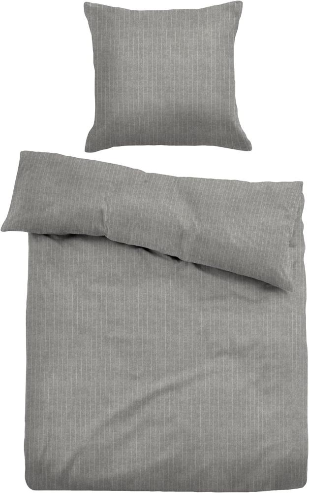 Tom Tailor Melange Flanell-Bettwäsche 0849915-844 Größe 155x220 cm 80x80 cm grey Bild 1