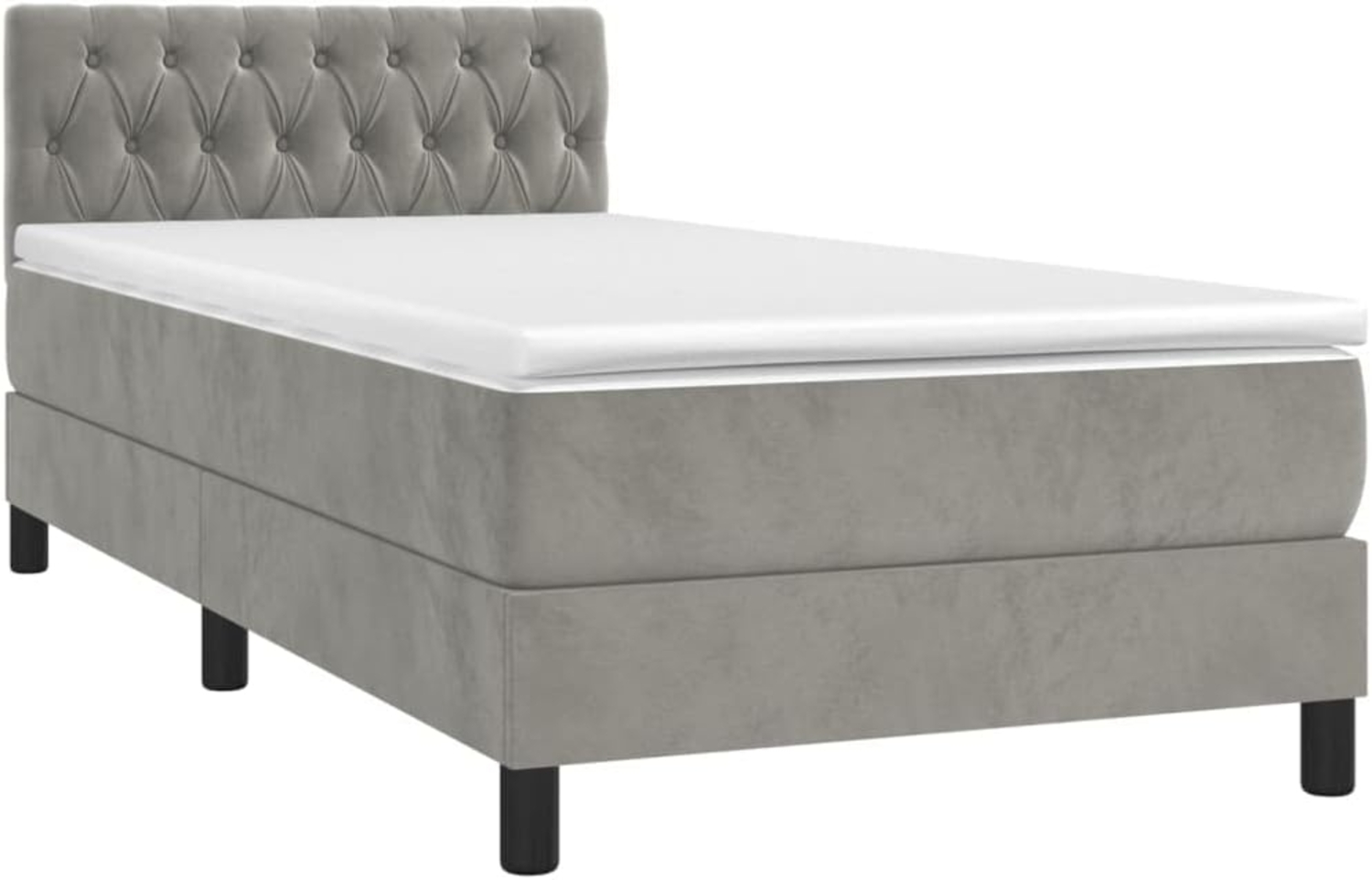 Boxspringbett mit Matratze, Chesterfield, Hellgrau 100x200 cm Samt Bild 1