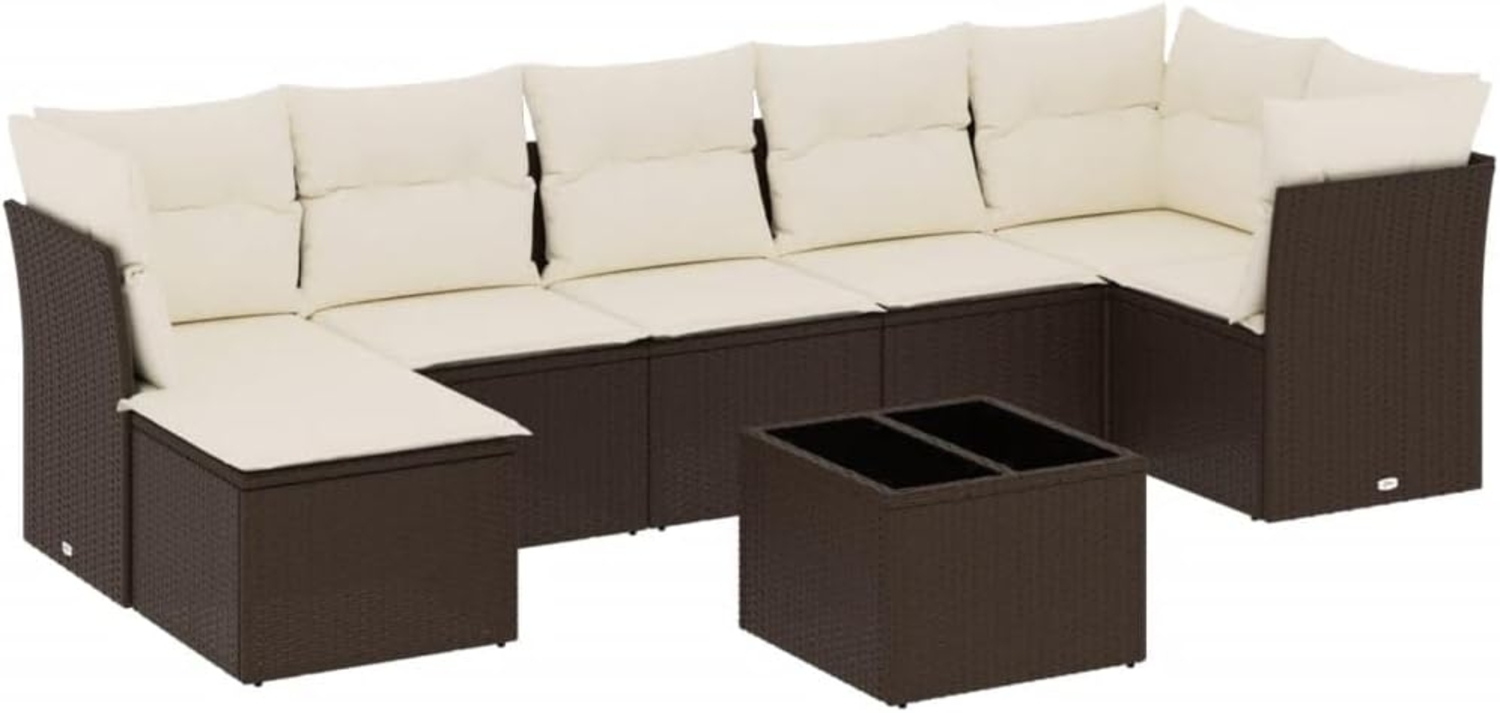 vidaXL 8-tlg. Garten-Sofagarnitur mit Kissen Braun Poly Rattan 3249822 Bild 1