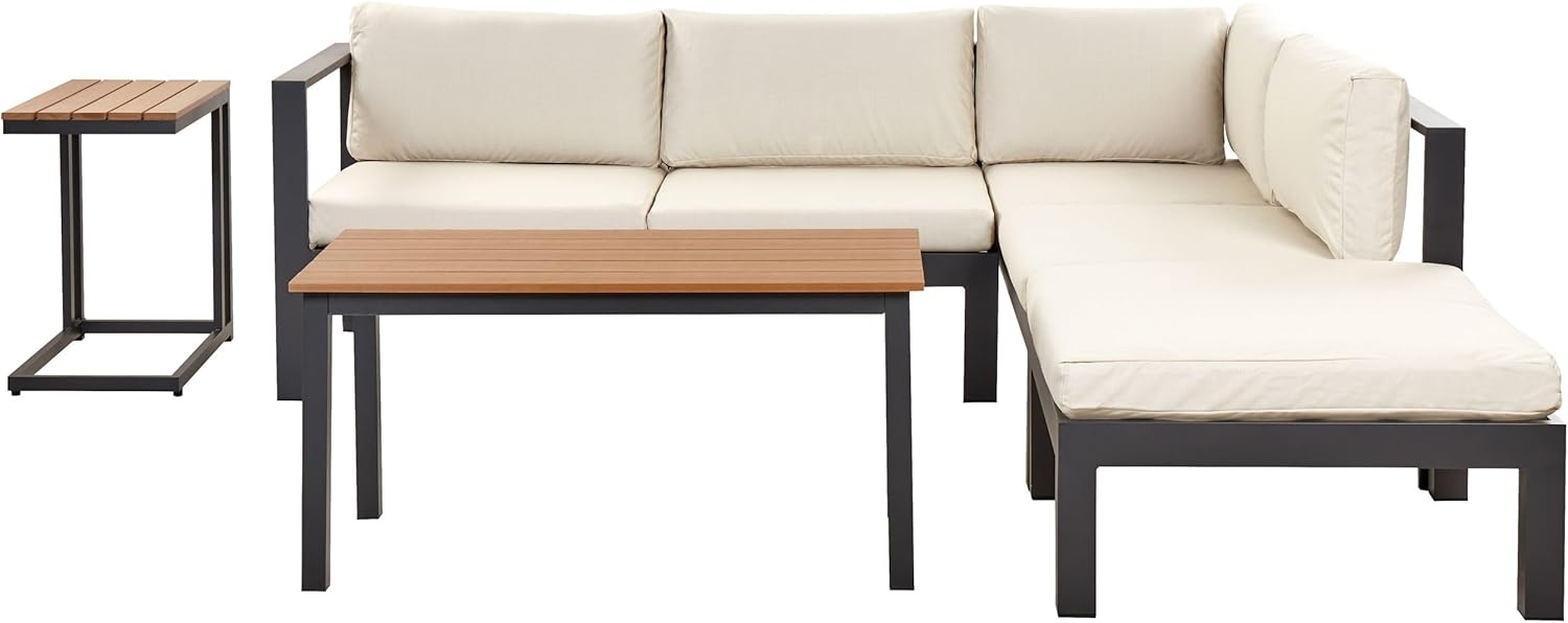 Ecksofa Lounge Set MESSINA Metall Beige Bild 1