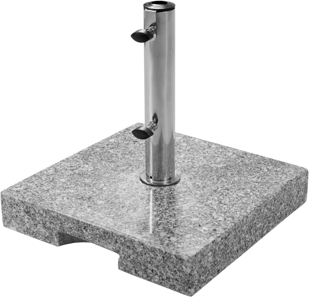 doppler Granit Sockel 25 kg Hochwertiger Sonnenschirmständer mit Edelstahlrohr Quadratisch 45x45x5,5cm Bild 1