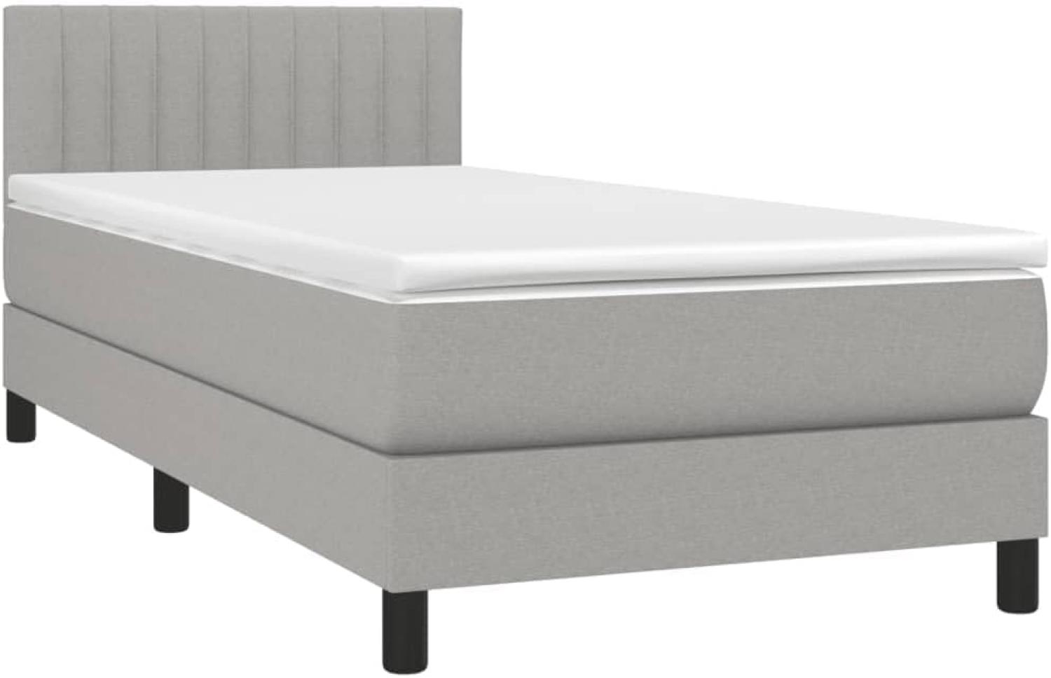 vidaXL Boxspringbett mit Matratze Hellgrau 100x200 cm Stoff 3140193 Bild 1