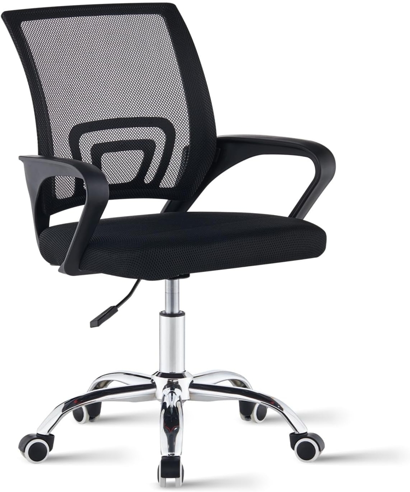 TUKAILAI Bürostuhl Ergonomisch, Schreibtischstuhl aus Netzstoff, Chefsessel mit Lendenwirbelstütze, Armlehne, Höhenverstellbar, 360° Drehbar, Computerstuhl Arbeitsstuhl für Zuhause Büro, Schwarz Bild 1
