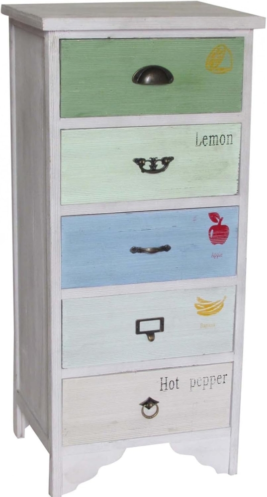 Biscottini Kleine Kommode 44 x 36 x 96 cm | Badezimmerschrank aus Massivholz | Nachttisch Holz Bild 1