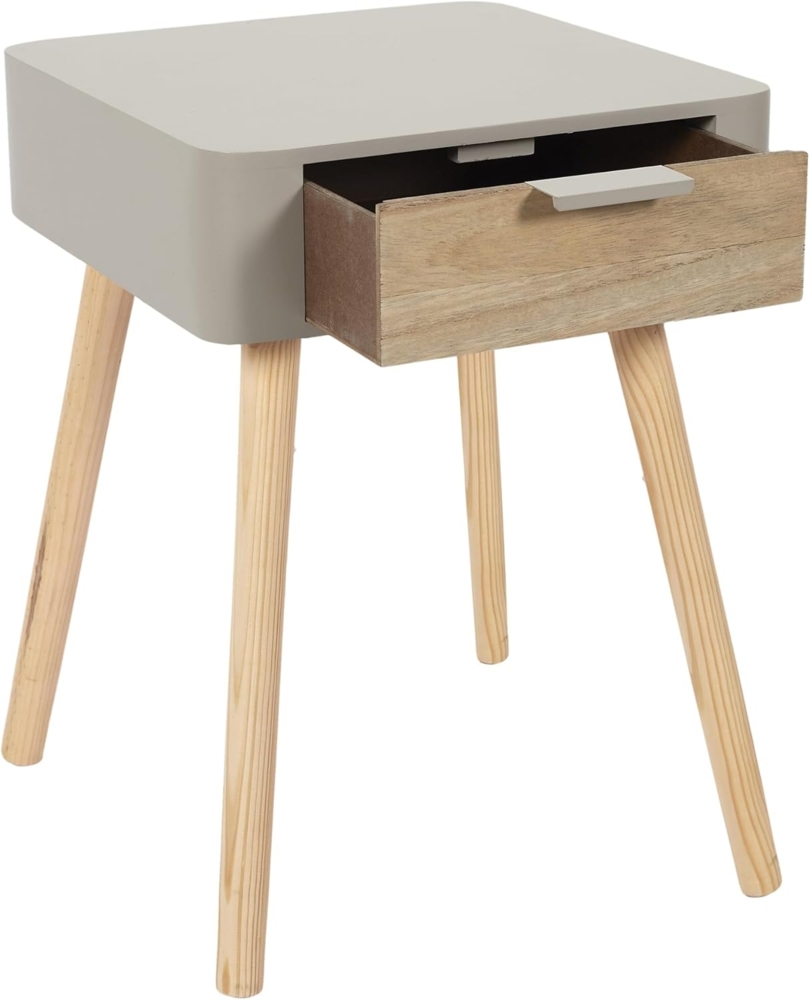 HOME DECO FACTORY Nachttisch mit 1 Schublade, Holz, Taupe 34.8 x 48 x 37 cm Bild 1