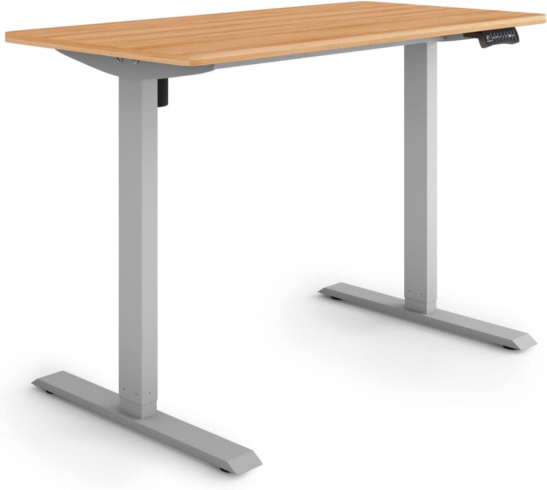 ESMART Germany ETX-121GM 120x60cm Ahorn Dekor Ergonomischer Steh-Sitz-Schreibtisch Stufenlos elektrisch höhenverstellbar 73,5-123,5cm 3X Memory Aktivitätserinnerung Soft-Start/Stopp Schnelle Montage Bild 1