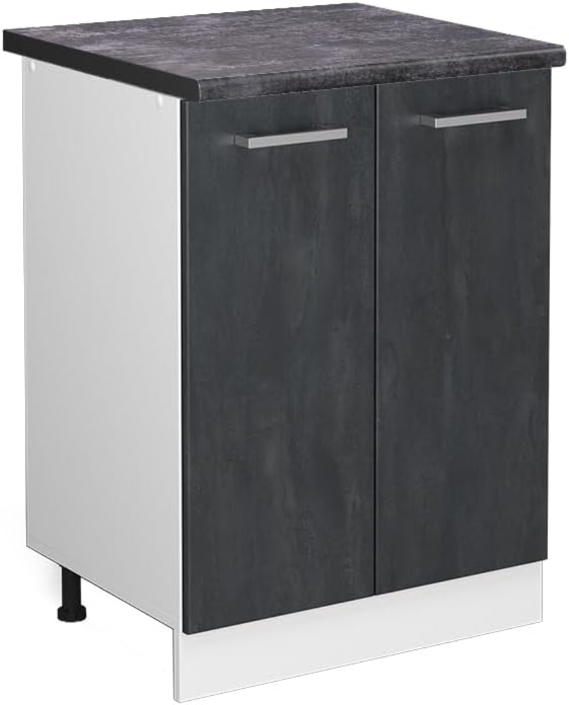 Vicco Küchenunterschrank R-Line, Schwarz Beton/Weiß, 60 cm AP Anthrazit Bild 1