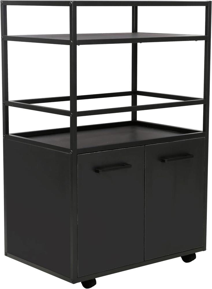 trendteam smart living - Barwagen Barmöbel auf Rollen - Wohnzimmer - Mosaik - Aufbaumaße (BxHxT) 60 x 94 x 40 cm - Farbe Schwarz - 231155032 Bild 1