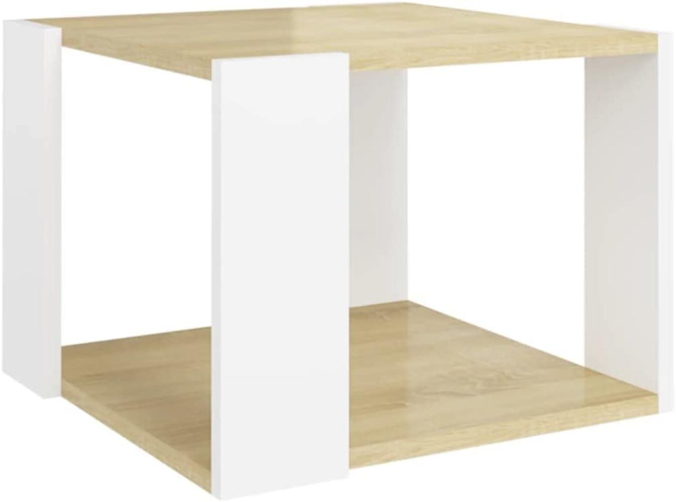 Couchtisch Sonoma-Eiche und Weiß 40 x 40 x 30 cm Holzwerkstoff Bild 1