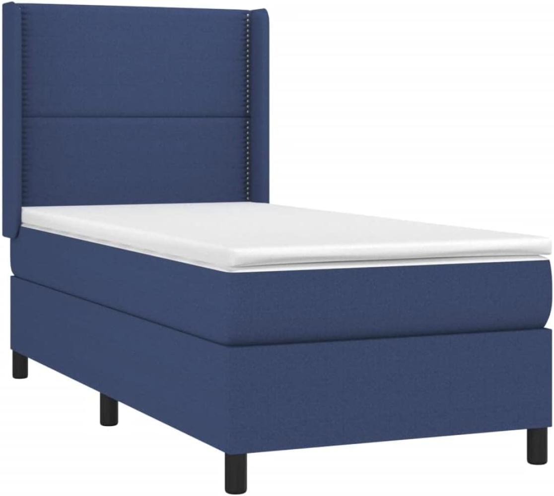 vidaXL Boxspringbett mit Matratze Blau 90x200 cm Stoff 3131327 Bild 1