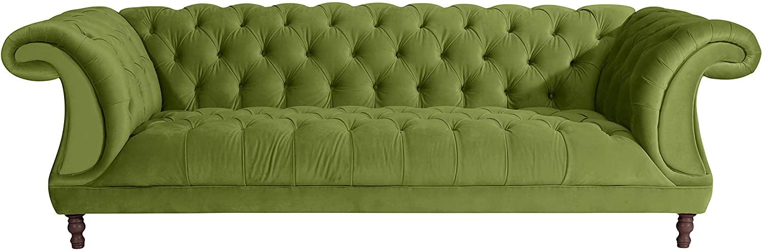 Ivette Sofa 3-Sitzer Samtvelours Olive Buche Nussbaumfarben Bild 1