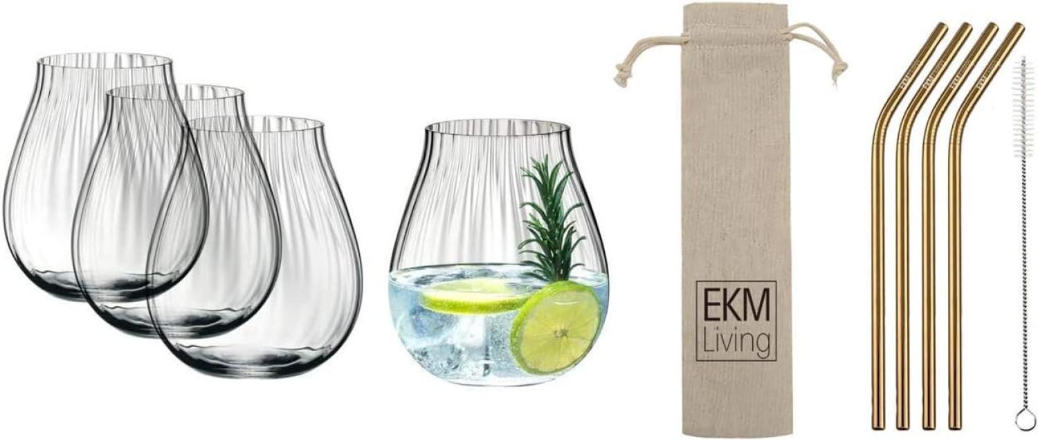 Riedel O 5515/67 Gin Tonic Optical Gläser Set 4 Stück + Gratis 4er Set EKM Living Edelstahl Strohhalme Kupfer gebogen Bild 1