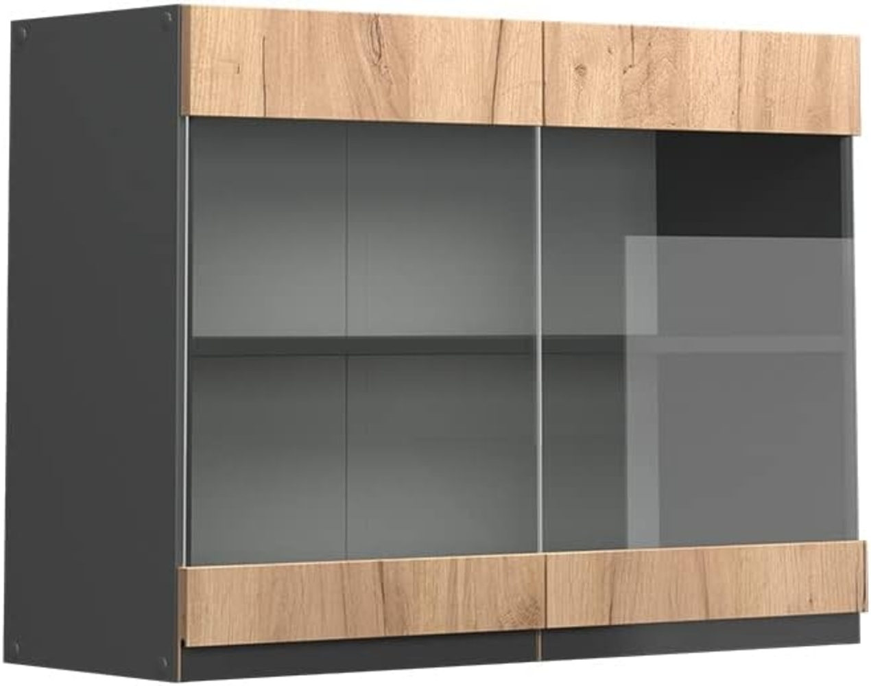 Vicco Glashängeschrank R-Line, Goldkraft Eiche/Anthrazit, 80 cm J-Shape Bild 1