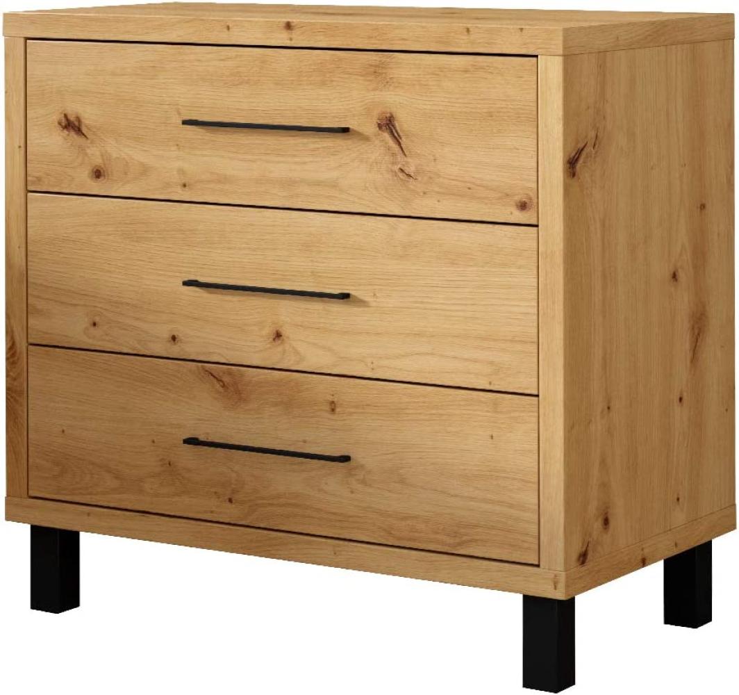 Selsey Azelle Sideboard, Moderne Kommode auf Beinen mit 3 Schubladen, 69,9x70x40 cm (Artisan Eiche) Bild 1