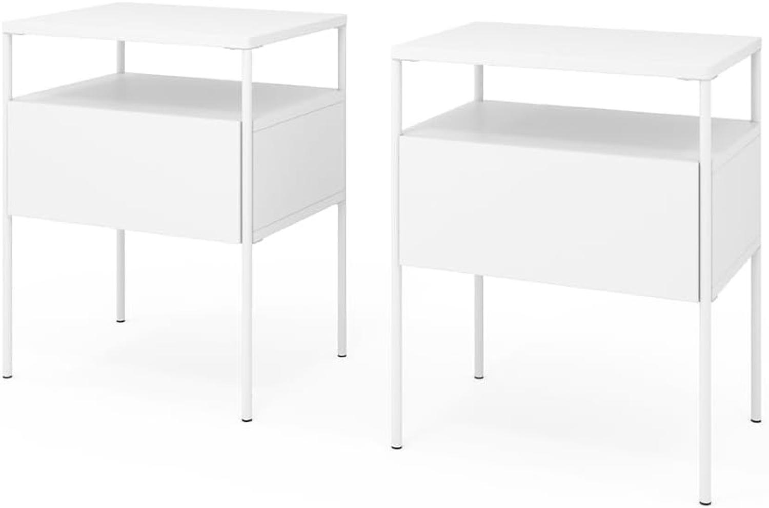 Vicco Nachtschrank Mira Weiß 40 x 50 cm 2er Set Ablage Nachtkommode modern Bild 1