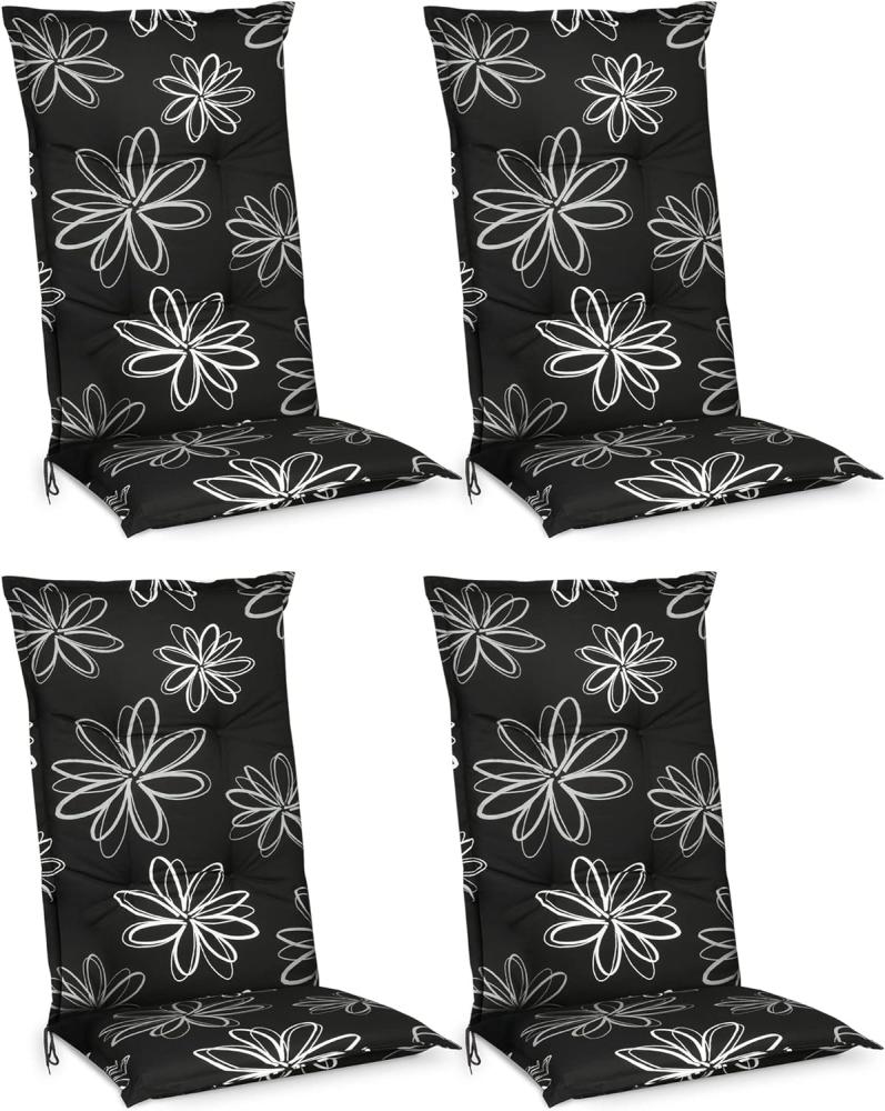 Beautissu 4er Set Hochlehner Auflage Flores 120 x 50 x 6 cm Bild 1