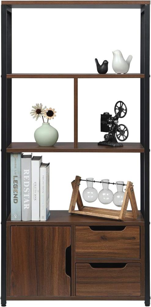 Standregal Bücherregal mit Schrank 58 x 24 x 120 cm dunkelbuche Bild 1