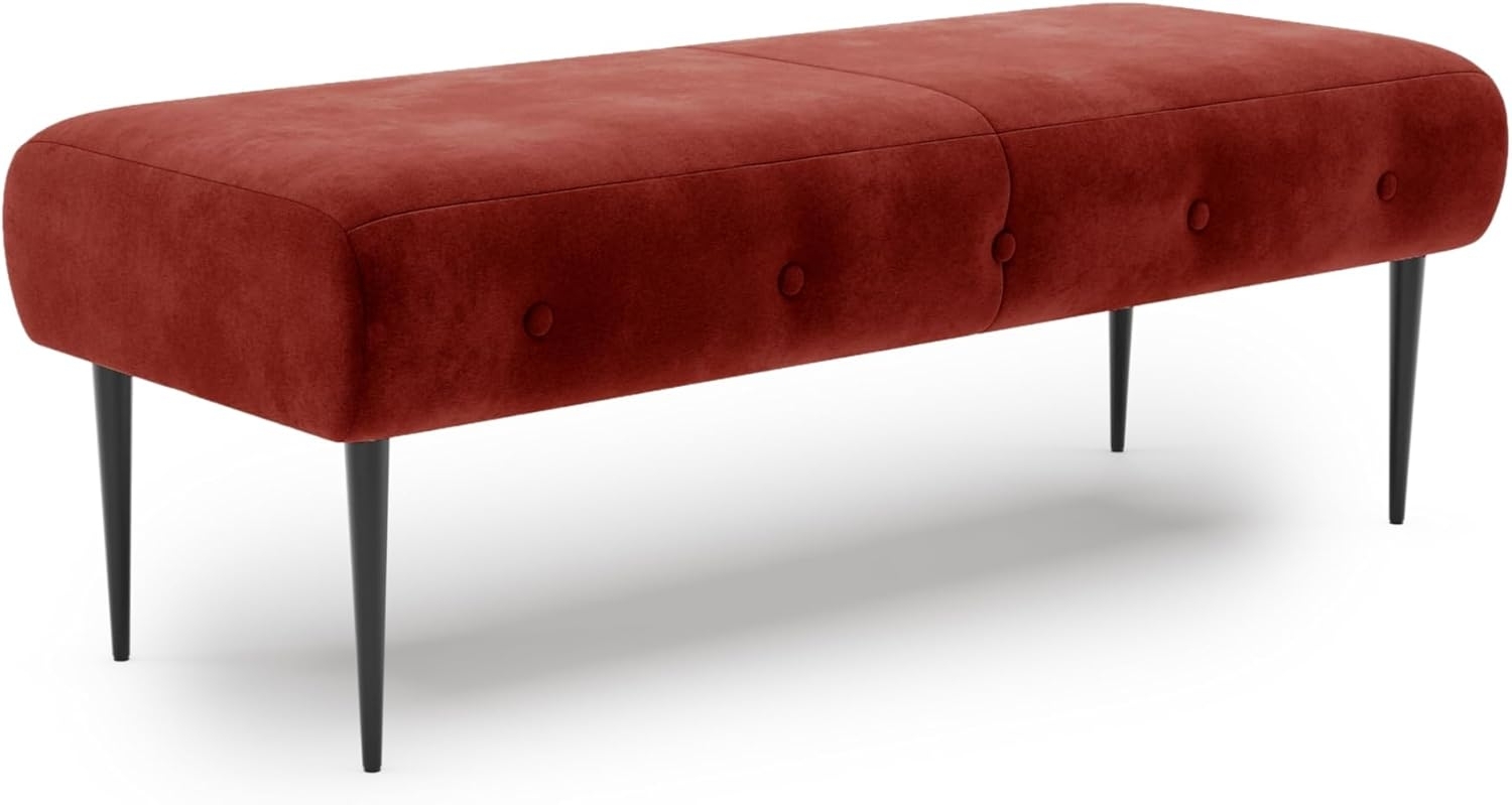 CAVADORE Sitzbank Amba, Trendige Polsterbank 2-sitzig für Küche, Esszimmer oder Wohnküche / Küchenbank passend zum 2-Sitzer Amba / 119 x 52 x 54 / Hochwertiges Mikrofaser: Rot Bild 1