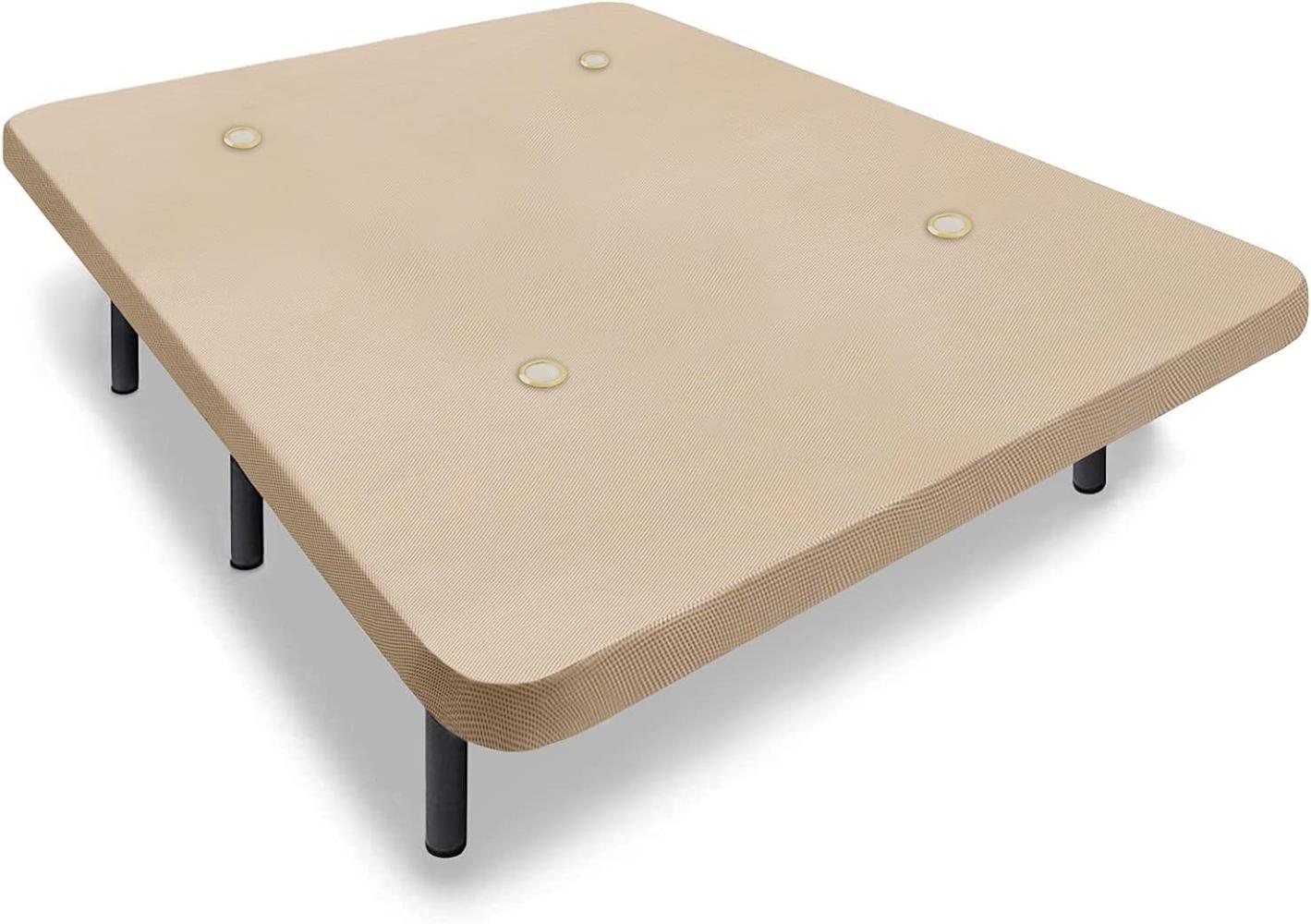 HOGAR24 ES Verstärkter Polsterboden mit 6 Metallfüßen, Höhe 32 cm, Bezug 3D Farbe Beige + 4 Ventile, Aus hochwertigem MDF, 135x190 Bild 1