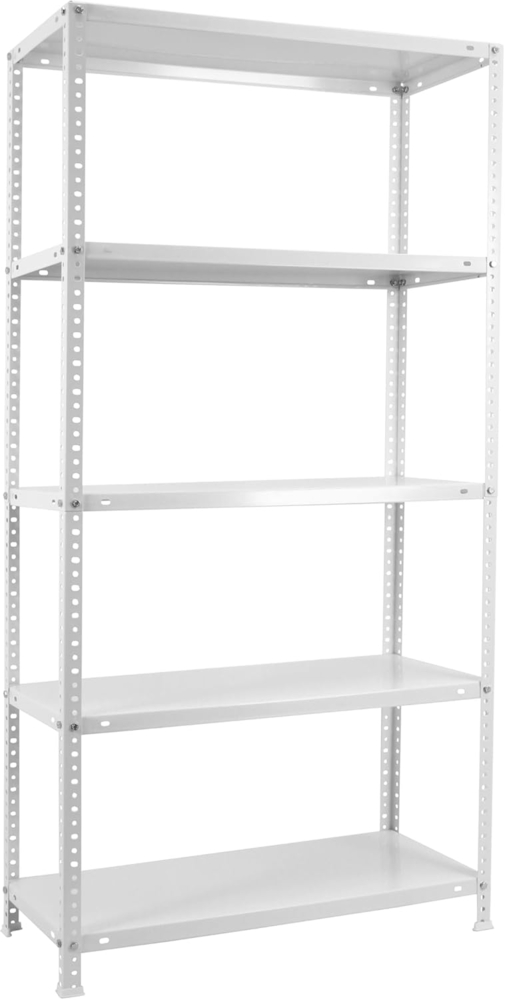 Simon Rack Metallregal, 5 verstellbare Regalböden, 100 kg Flexpunkt, 1800 x 800 x 500 mm, mit Schrauben, Lagerregal, Weiß - Comfort Bild 1