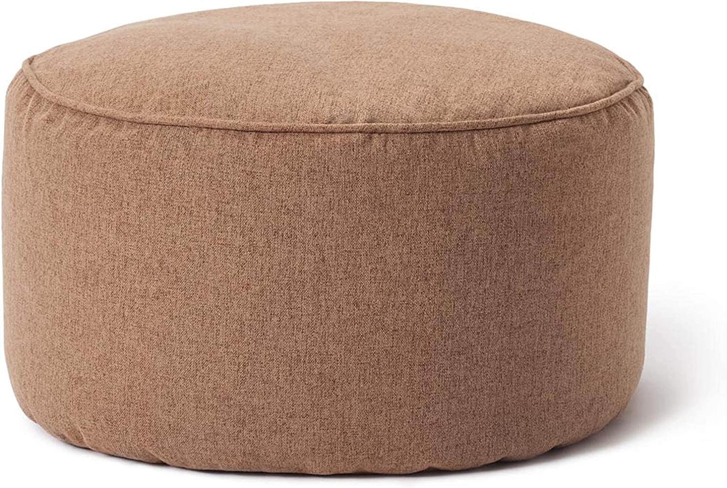 Lumaland Comfort Line Sitzsack-Hocker 25 x 45 cm - Indoor - mit extra starken Nähten, pflegeleicht - Runder Sitzpouf, Bodenkissen Bean Bag Pouf - Braun Bild 1