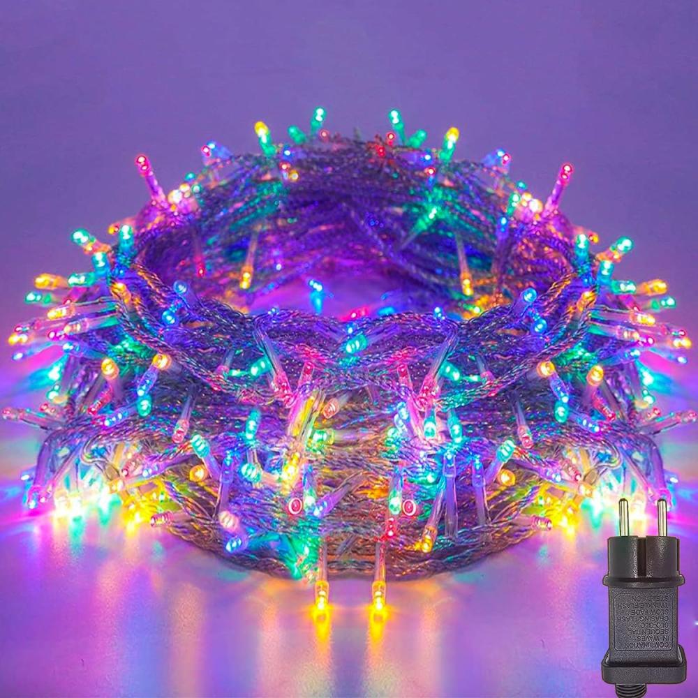 Lichterkette Außen Innen LED Lichterkette 20m 200LEDs mit Timer, 8 Modi, Speicherfunktion, IP44 Wasserdicht, Lichterkette Außen Strom für Weihnachtsdeko Party Hochzeit halloween, Bunt Bild 1