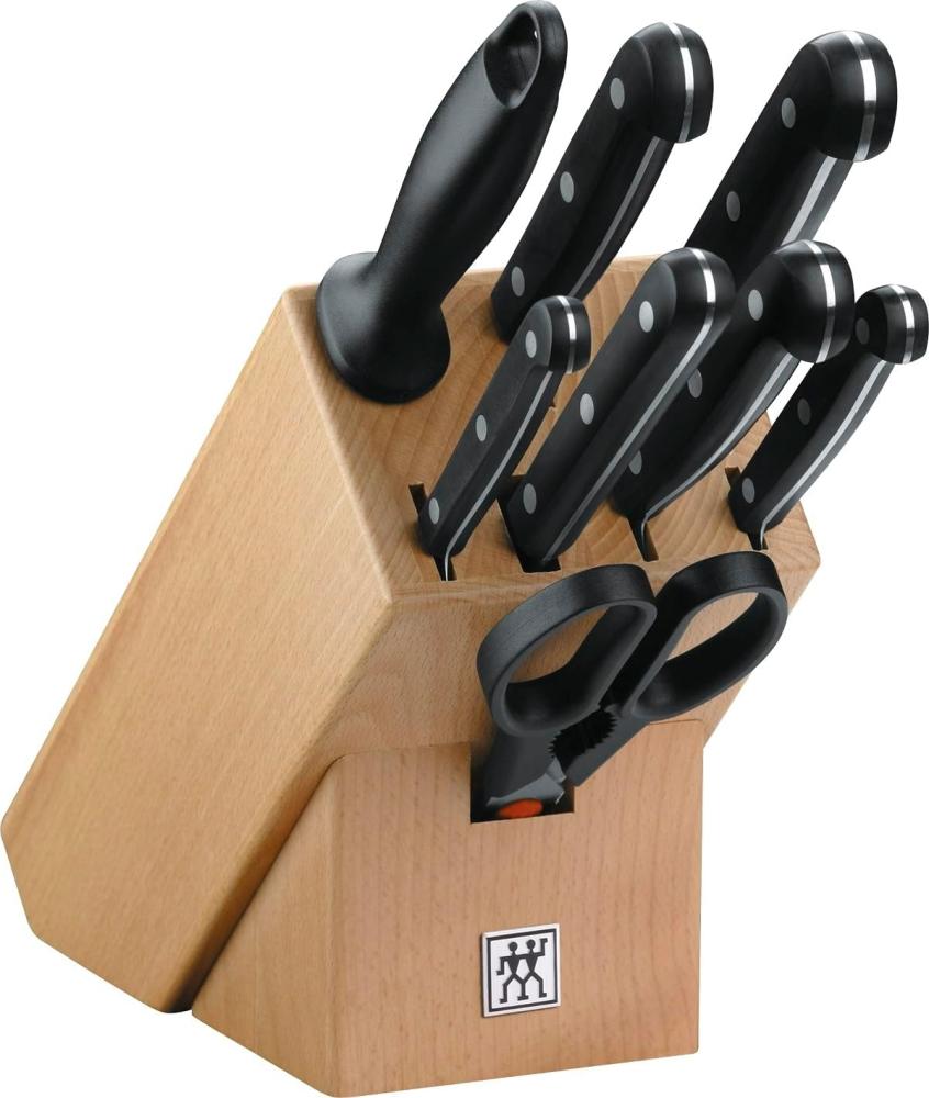 Zwilling 31665-000-0 Twin Gourmet Messerblock aus Holz, 9-teilig, Rostfreier Spezialstahl, Sonderschmelze, Friodur eisgehärtet, mit Schere und Wetzstahl, braun-schwarz Bild 1