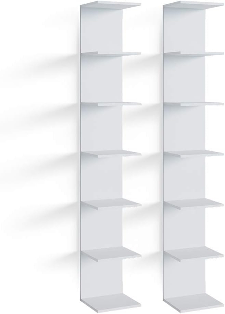 Vicco 'Paolo' Wandregal mit 7 Ebenen (2er Set), Spannplatte weiß, 30 x 190 x 28 cm Bild 1