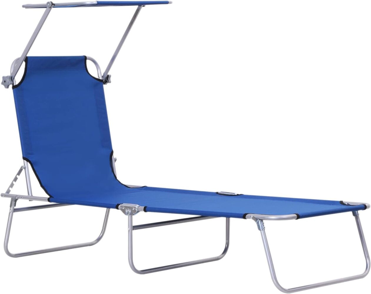 Outsunny Sonnenliege Gartenliege Wellnessliege Strandliege klappbar mit Sonnenschutz Blau 187 x 58 x 36 cm Bild 1