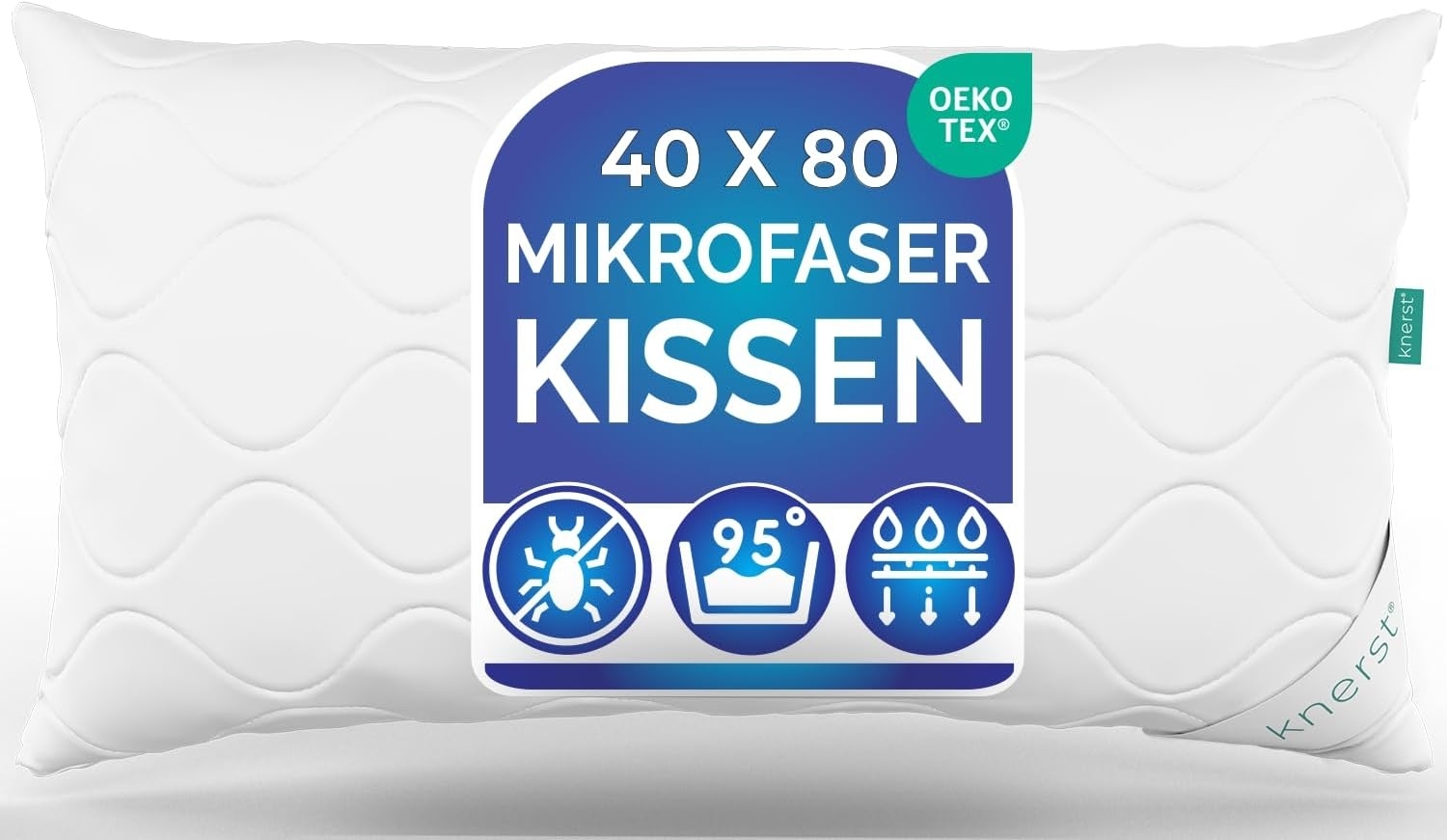 KNERST Kopfkissen Microfaser KomfortFlex Kopfkissen, Füllung: 100% Polyester, Seitschläfer, Rückenschläfer, Bauchschläfer, Reißverschluss für Füllung-waschbar-allergikerfreundlich,flauschig Bild 1