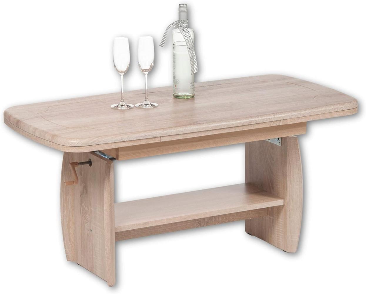 Stella Trading KIRK Couchtisch höhenverstellbar & ausziehbar in Eiche Sonoma Optik - praktischer Sofatisch mit Ablage für Ihren Wohnbereich - 115 x 52 x 59 cm (B/H/T) Bild 1