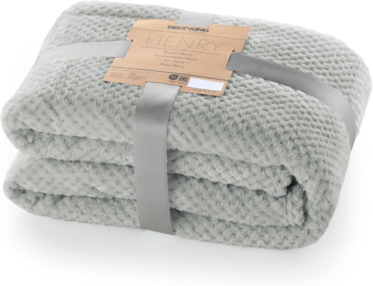 DecoKing Kuscheldecke 150x200 cm Stahl Decke Microfaser Wohndecke Tagesdecke Fleece weich sanft kuschelig skandinavischer Stil grau anthrazit Henry Bild 1