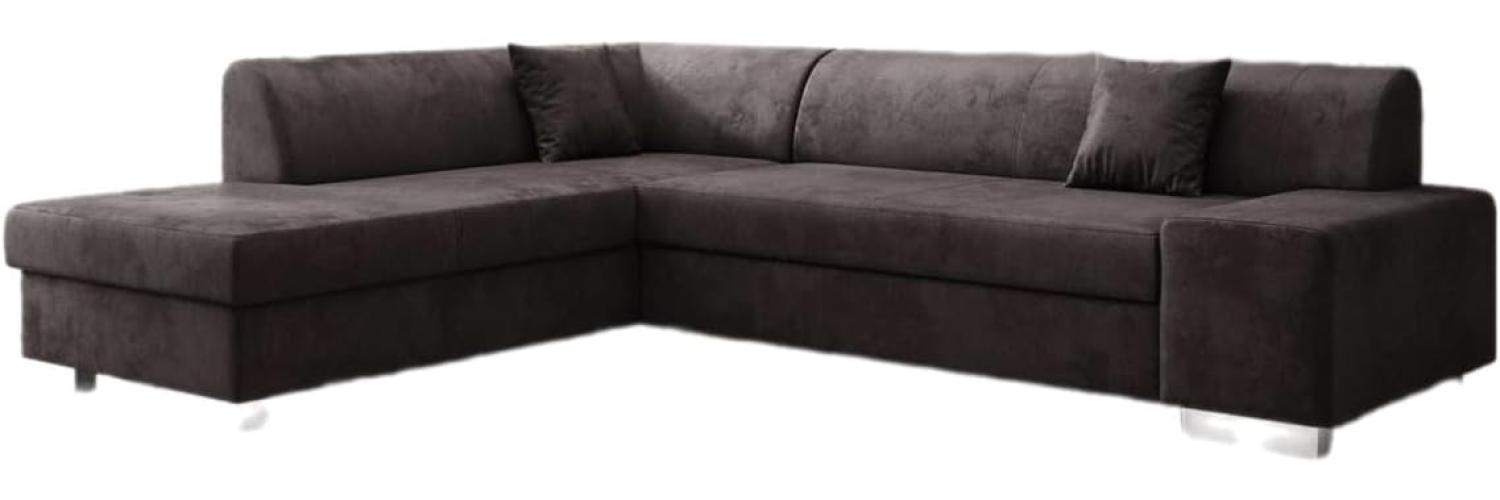 Designer Sofa Pina mit Schlaf- und Klappfunktion Samt Dunkelbraun Links Bild 1