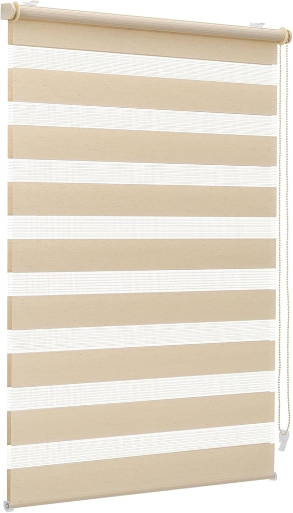 Sekey Doppelrollo Klemmfix ohne Bohren für Fenster, Doppelrollo 85 cm breit, Duo Rollo Jalousie Sonnenschutz, 85x130 cm, Gelbleinen Bild 1