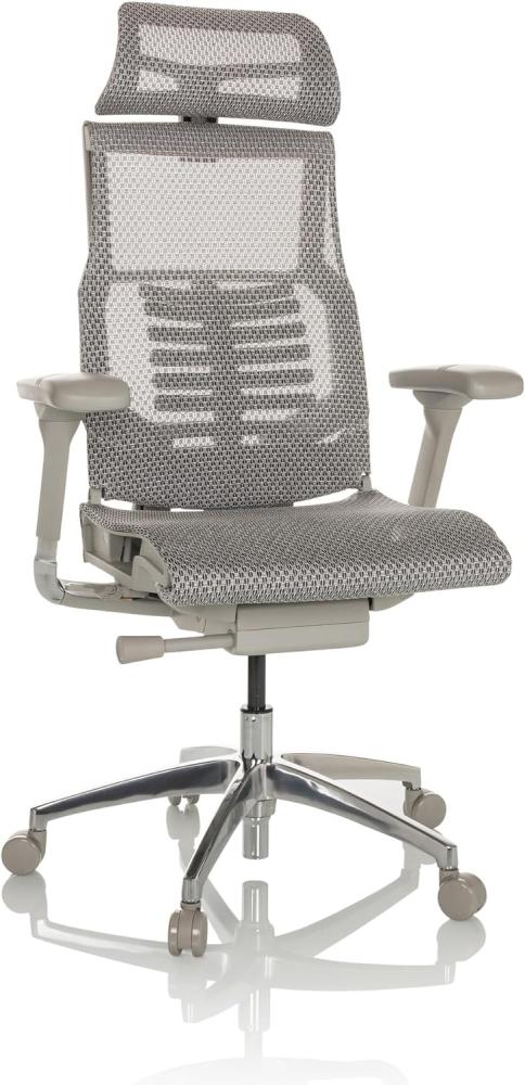 hjh OFFICE Profi Bürostuhl DYNAFIT II G Netz ergonomischer Drehstuhl mit Flexibler Lordosenstütze, Hellgrau, 652281 Bild 1