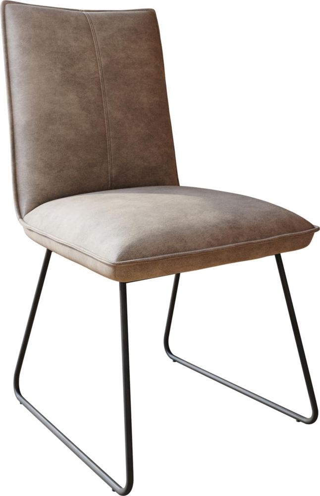 Esszimmerstuhl Lelio-Flex Mikrofaser Taupe Vintage Kufengestell Schwarz Taschenfederkern Bild 1
