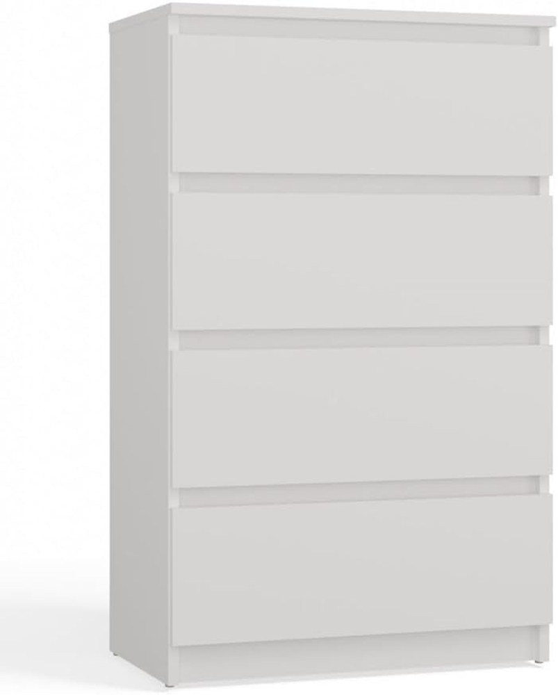 CDF Kommode Malwa M4-60 | Farbe: Weiss | Schrank für Dokumente, Kleinigkeiten | Ideal für Wohnzimmer, Schlafzimmer, Kinderzimmer, Jugendzimmer und Büro | 4 geräumige Schubladen Bild 1
