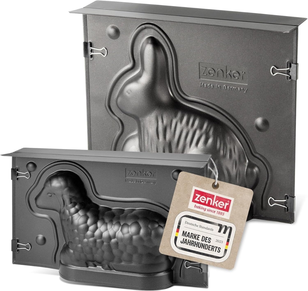 Zenker Osterbackformen Mini-Osterlamm und Hase Backformen  700 & 600 ml Füllvolumen  3D Kuchenformen mit Häschen und Lämmchen als Motiv zum Backen Bild 1