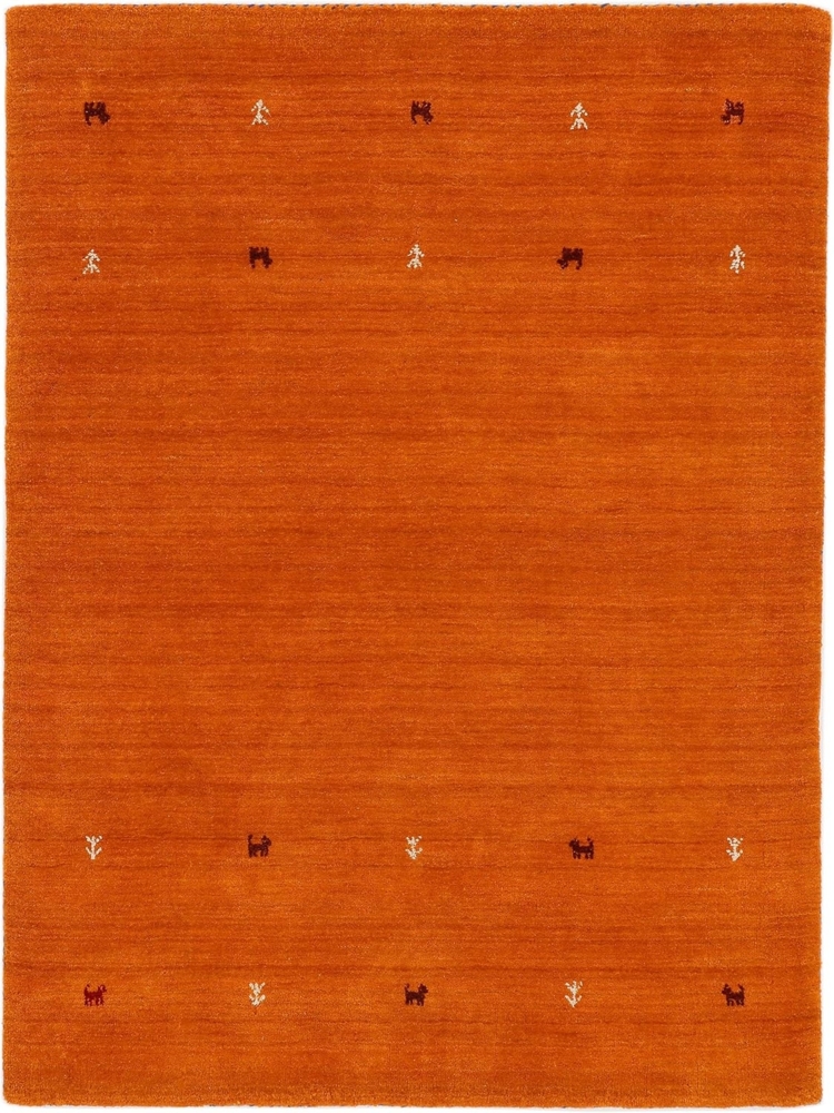 carpetfine Wollteppich Gabbeh Uni, reine Wolle, Orange, 60x90 cm, rechteckig Bild 1