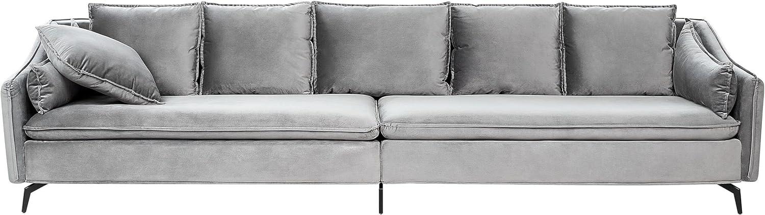 4-Sitzer Sofa Samtstoff hellgrau schwarz AURE Bild 1