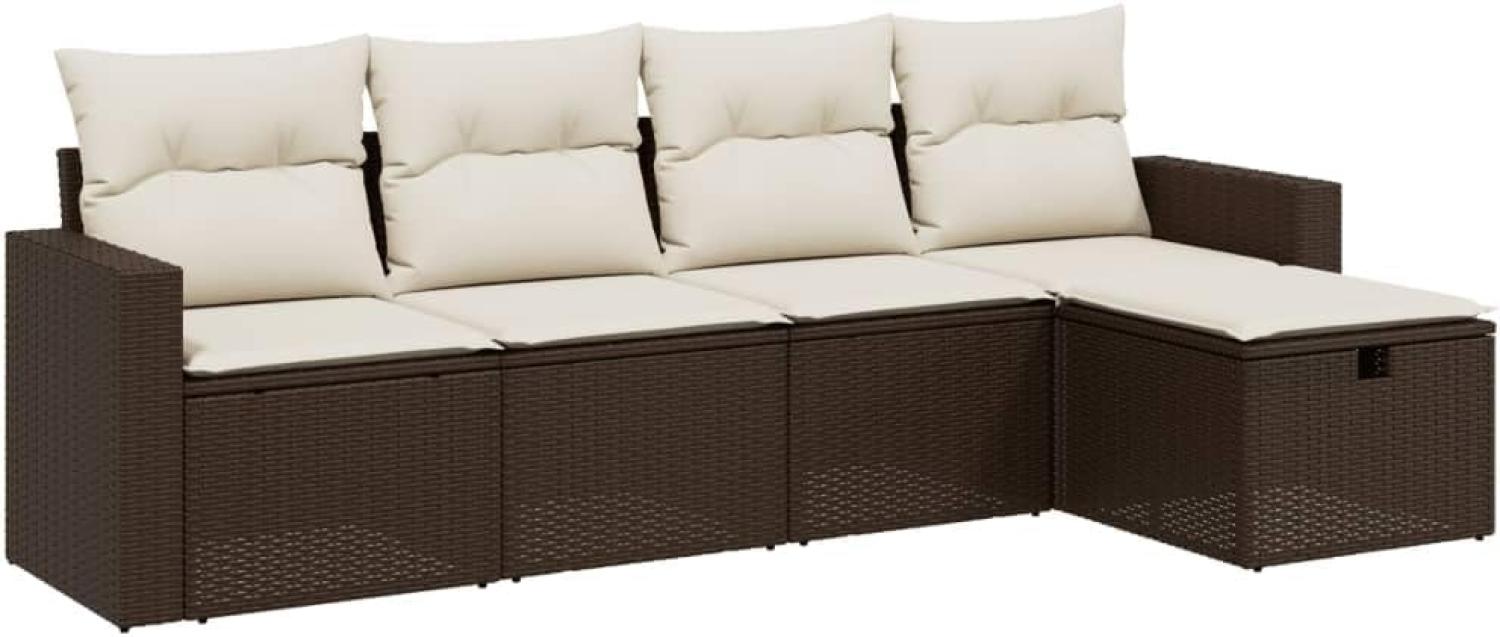 vidaXL 5-tlg. Garten-Sofagarnitur mit Kissen Braun Poly Rattan 3263469 Bild 1