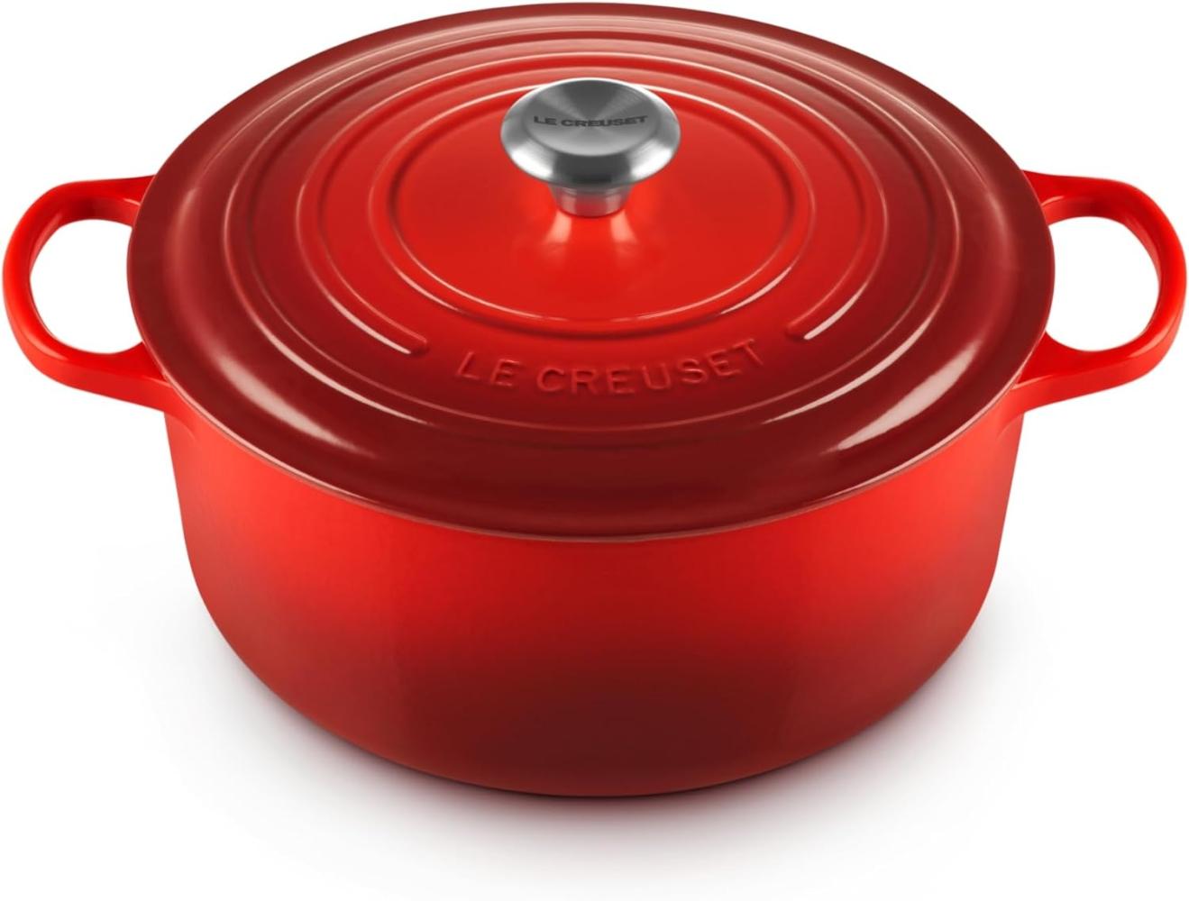 Le Creuset Signature Gusseisen-Bräter mit Deckel, Für alle Herdarten und Induktion geeignet, Rund, Kirschrot, 28,0 cm, 6.7 Bild 1