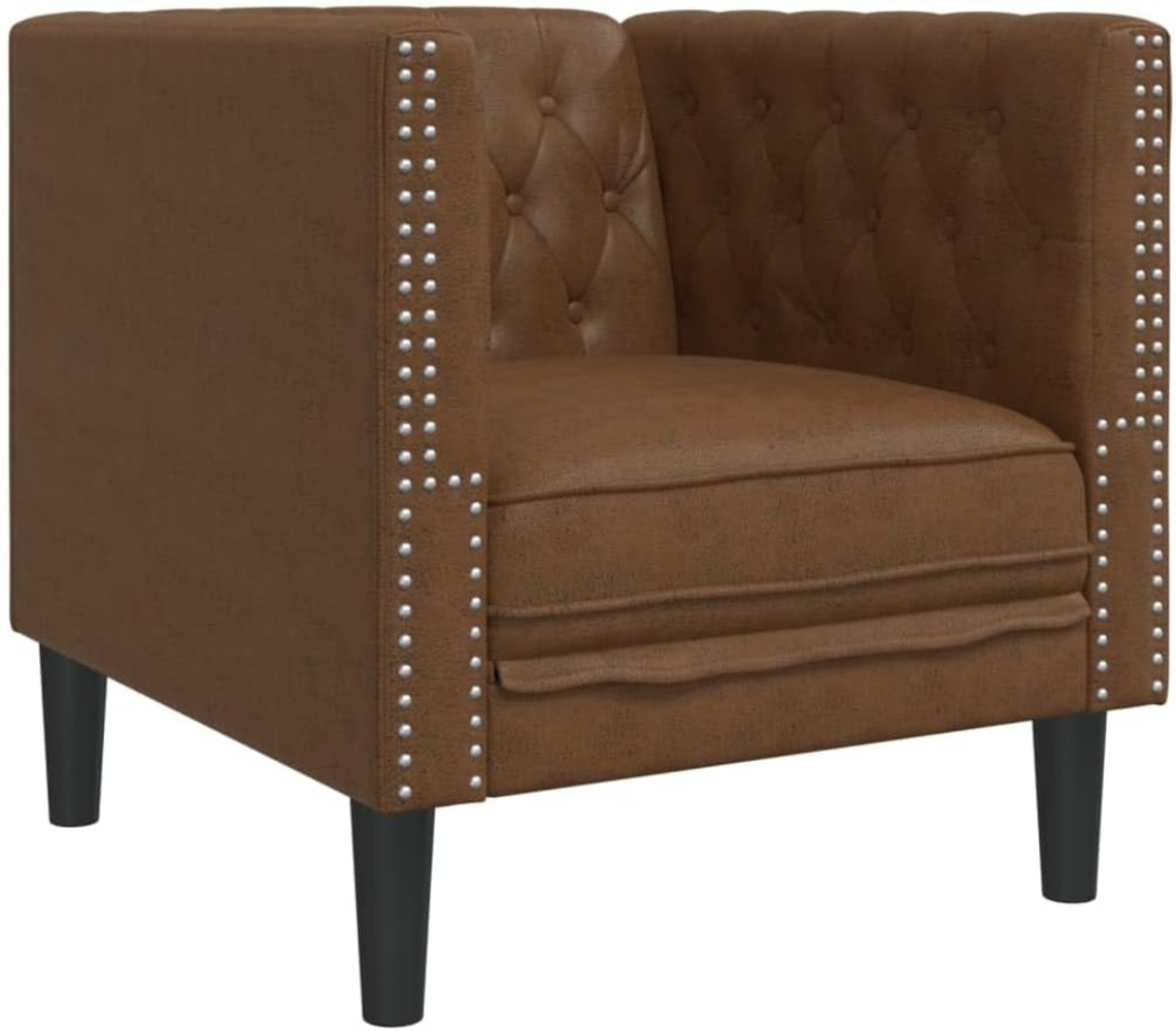 vidaXL Chesterfield-Sessel Braun Kunstleder in Wildleder-Optik 372658 Bild 1
