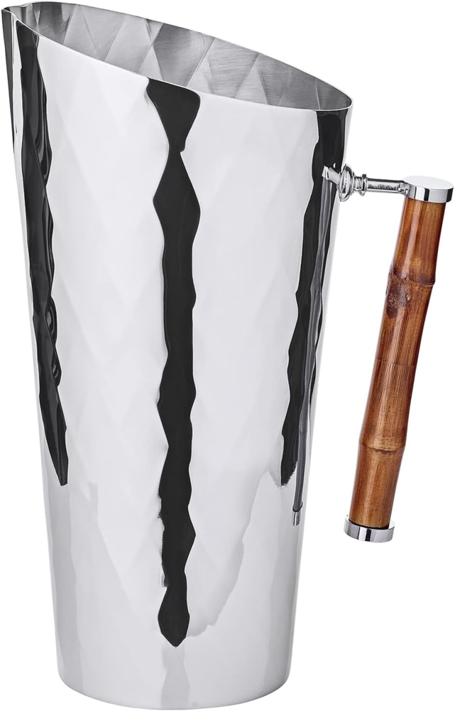 Krug Jana mit Bambusgriff, Edelstahl Glänzend VernickeLiter, Höhe 25 cm, Füllmenge 1,8 Liter Bild 1