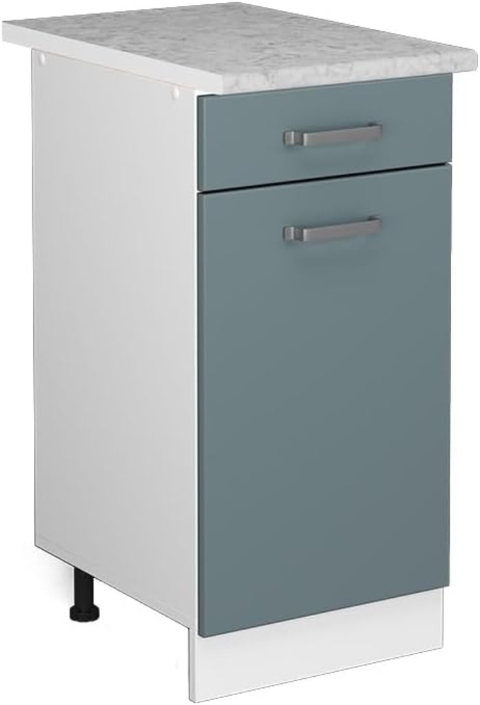 Vicco Küchenunterschrank R-Line, Blau-Grau/Weiß, 40 cm mit Arbeitsplatte Bild 1